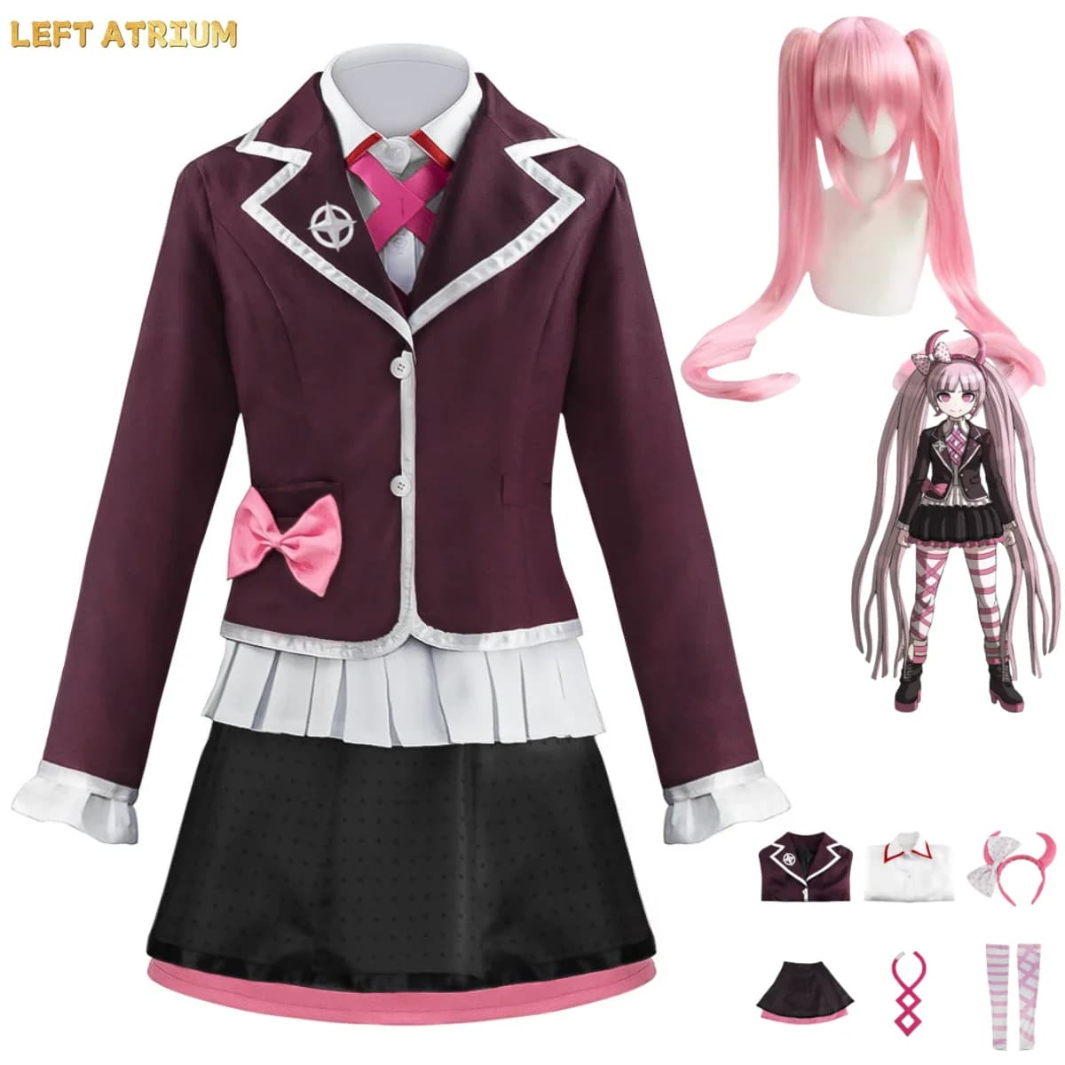 Costume Cosplay Anime Game Utsugi Kotoko, Uniforme Scolastica Giapponese JK, Giacca, Camicia, Gonna, Parrucca, Completo Kawaii da Campus per Donna Adulta