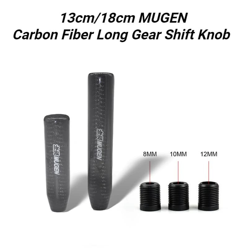 Universal Carbon Fiber Long Gear Shift Knob 13cm 18cm MUGEN Manual Transmission Gear Stick Head Shifter Lever Handle New