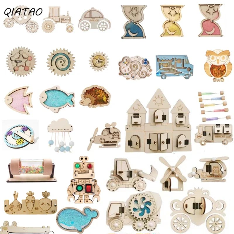 Montessori Tavola occupata Accessori in legno fai-da-te Rullo stradale Giocattolo da parete Materiale didattico Confezione giocattolo educativo per regalo per bambini