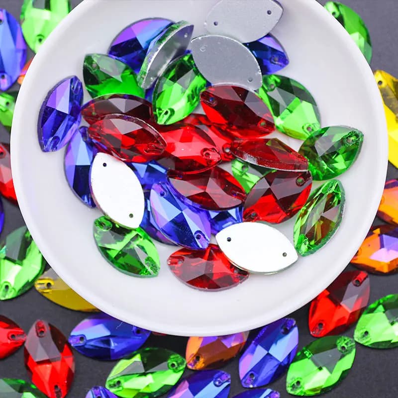 Navette Mulitl Colors Crystal AB Pietre da cucire in vetro Flatback Cuci su strass per borse per abiti