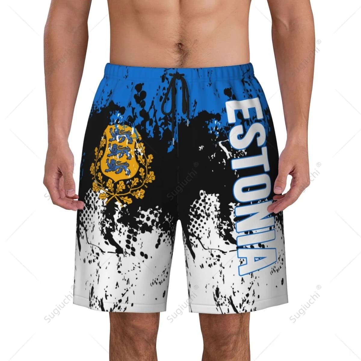 Pantaloni da spiaggia con bandiera dell'Estonia da uomo Pantaloncini da surf Surf Ragazzi Calcio Ciclismo Costumi da bagno Corsa in poliestere