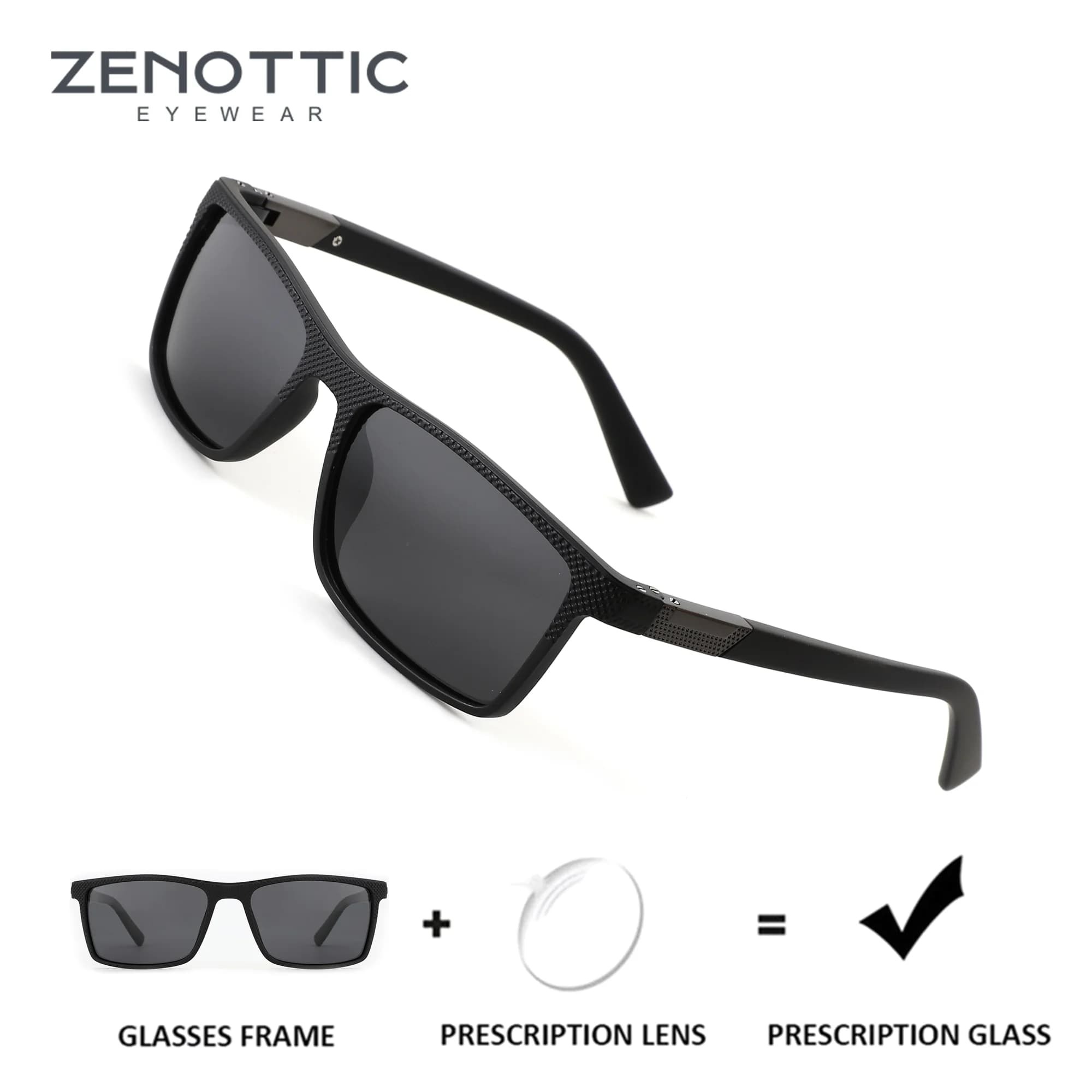 ZENOTTIC Sport Square TR90 Occhiali da sole da uomo con protezione UV400 polarizzata, occhiali da sole ottici progressivi/per miopia