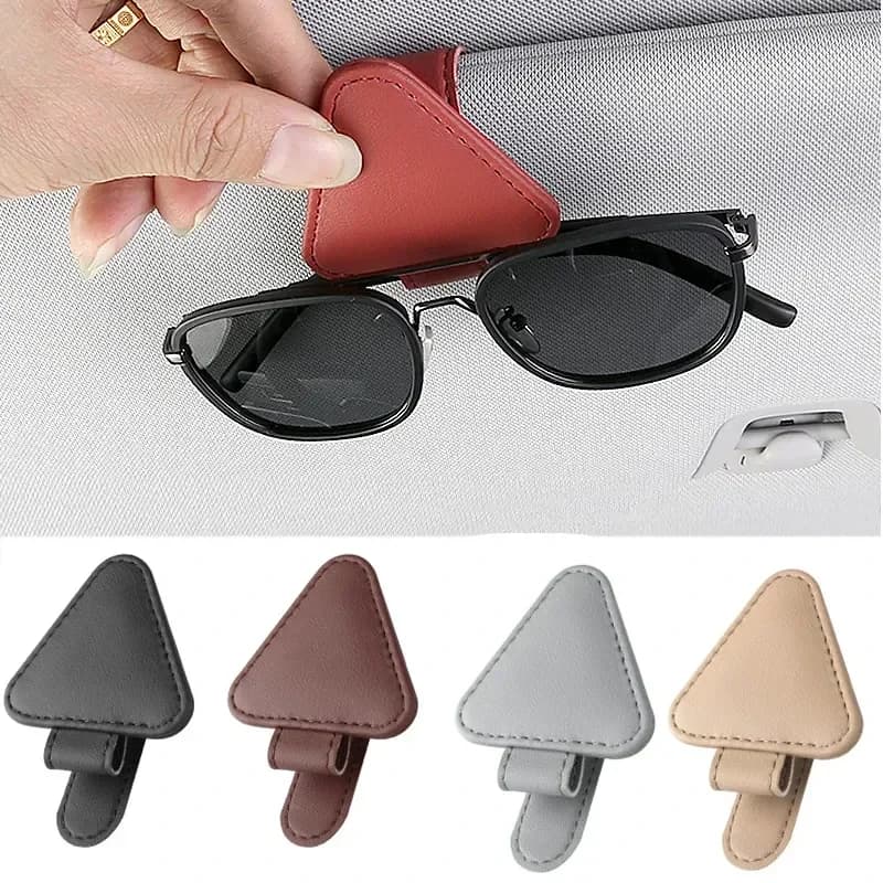 Clip universale per visiera parasole Porta occhiali da sole Porta occhiali per auto Porta occhiali in pelle Microsoft Gancio per biglietti Clip per occhiali