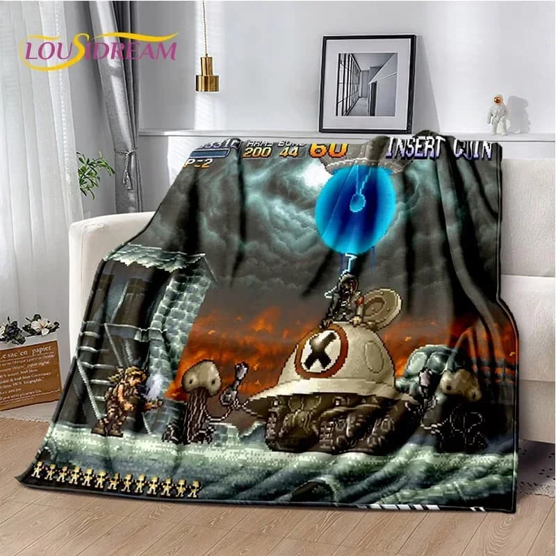 Metal Slug Classic Retro Game Cartoon Soft flanella coperta per letti camera da letto divano Picnic, coperta per copertura per il tempo libero all'aperto