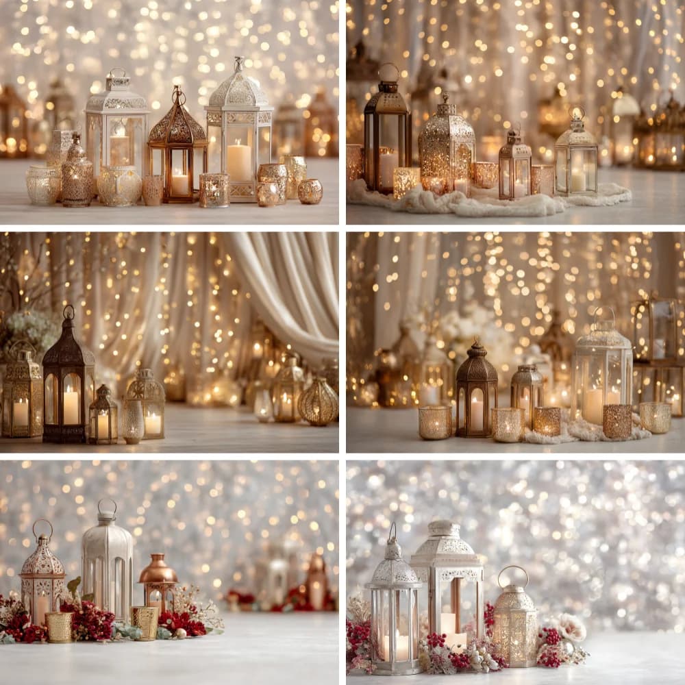 Sfondo fotografico Inverno Luce dorata Candela natalizia Glitter bianchi Regalo Bambini Ritratto di famiglia Decor Sfondo Studio fotografico