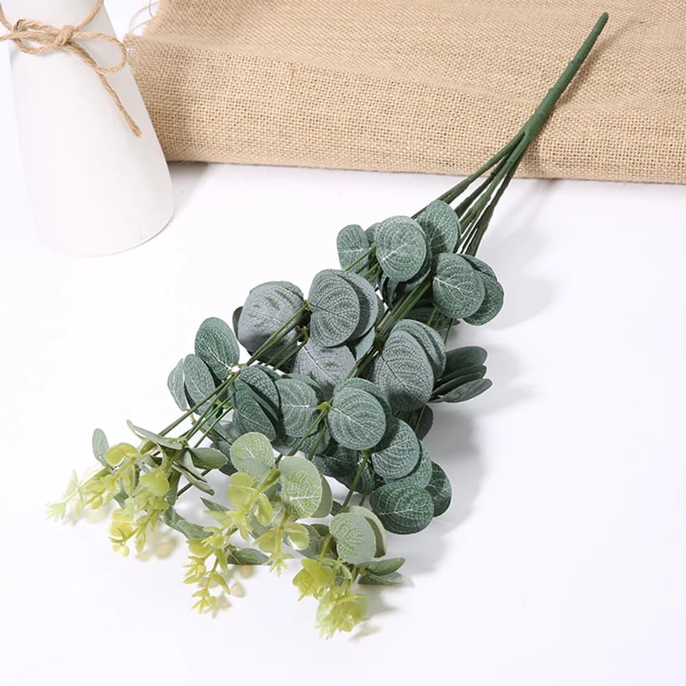 Artificial Eucalyptus Leaf Green Fake Plant Bouquet Silk Eucalyptus Branches Decorative Artificial Greenery Decor For Wedding
