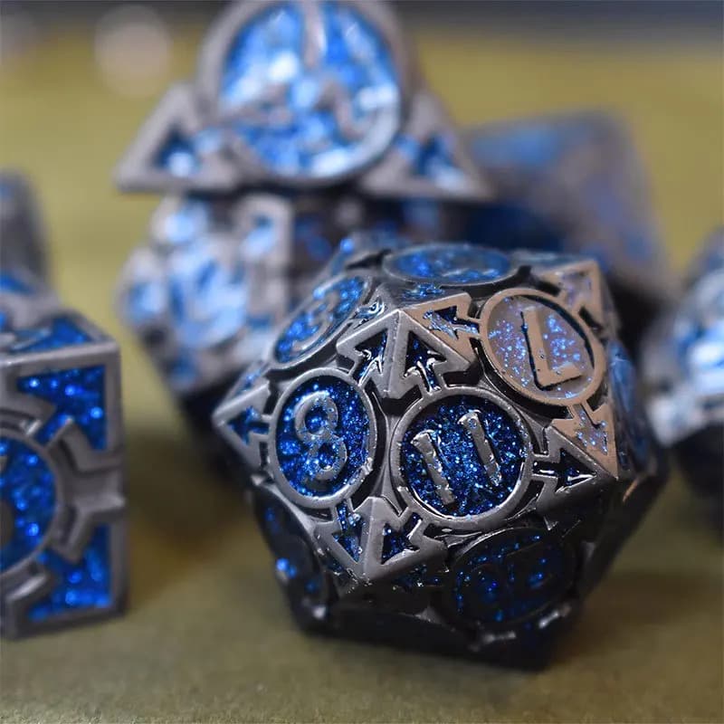 Dadi in Metallo a Forma di Freccia per Giochi da Tavolo, Dadi Poliedrici in Lega di Zinco per Dungeons & Dragons D&D, Set di Dadi RPG D20