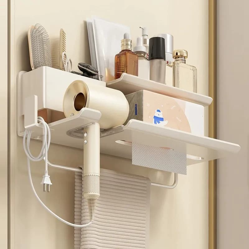MOPHE-Port wall hair dryer without aluminum-yellow alloy drill cream with towel rack