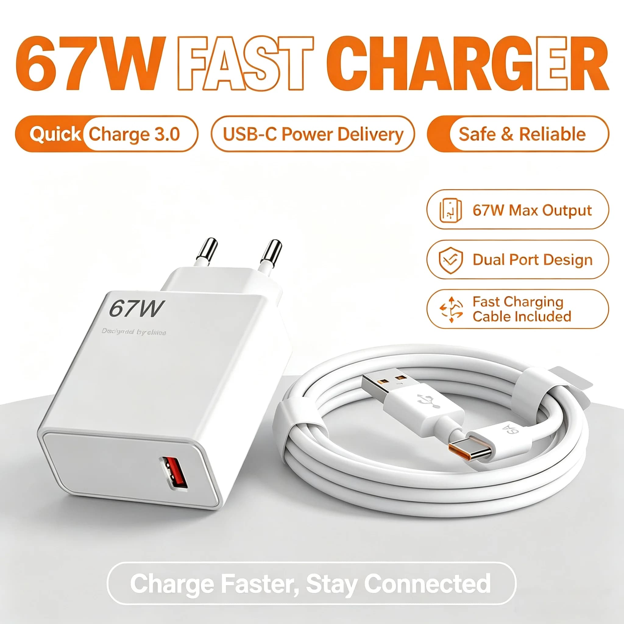 67W USB Fast Charger For Xiaomi 14 13 12 11 Ultra For Redmi Note 12T13 Pro Turbo Quick Charge Type C Cable Fast Charging Adapter
