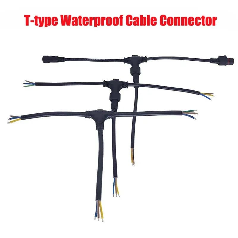 Connettore splitter per cavo impermeabile tipo T Tee Stringa di luce esterna 2 3 4 pin 0,75 Linea di filo quadrato Illuminazione a LED Collegare il cavo