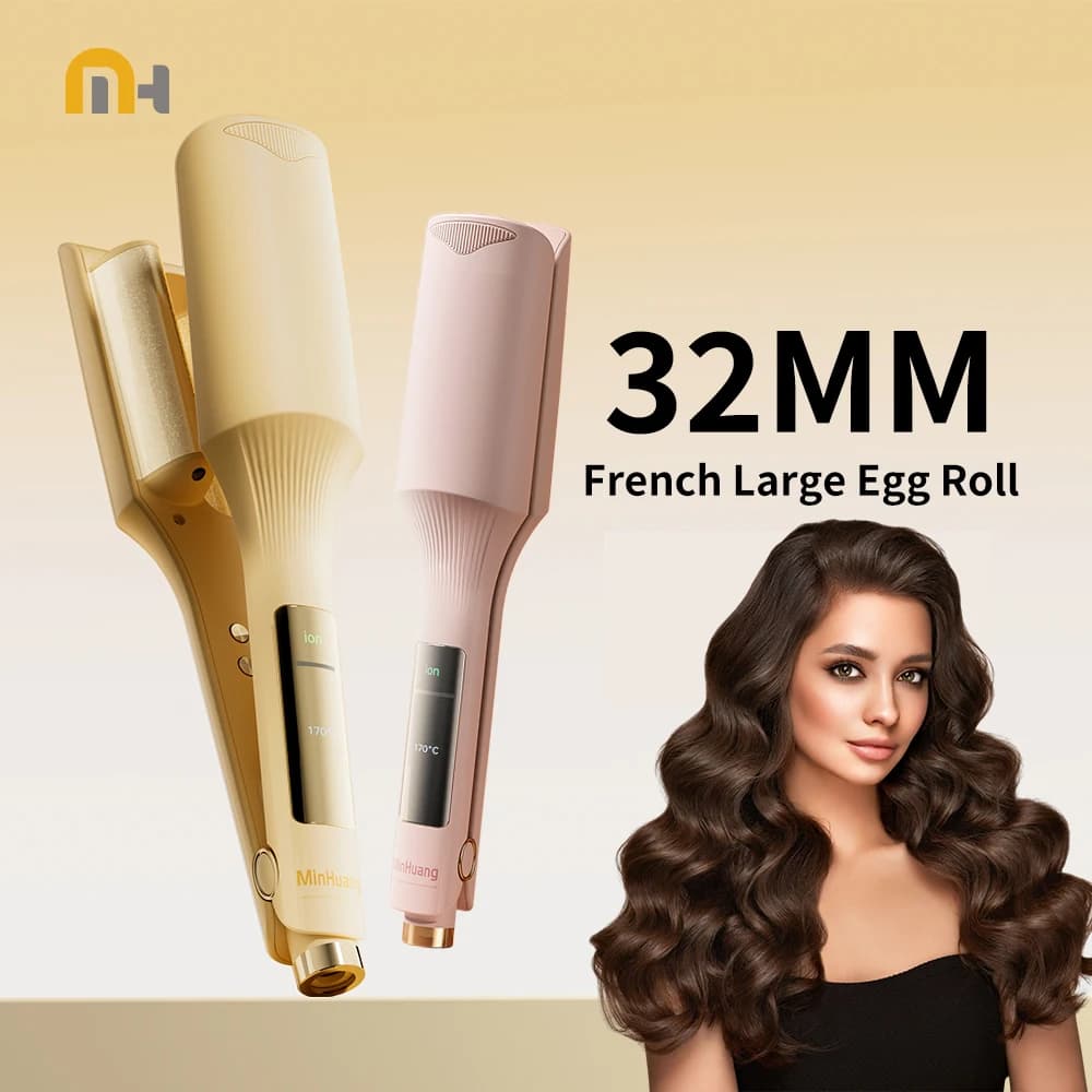 Ferro arricciacapelli per capelli da 32 mm Ferro arricciacapelli professionale per rotolo di uova francesi Bigodino per capelli Ondulato Styler Riscaldamento rapido Strumento per lo styling volumizzante