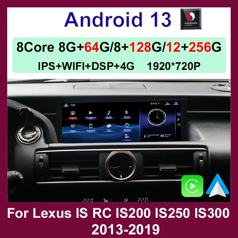 Android 13 Multimedia Stereo Qualcomm 12 + 256G Auto Carplay Lettore Dvd per Lexus RC IS 200 250 300 350 200t Radio Navigazione