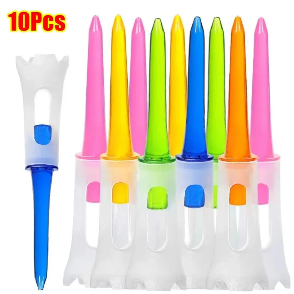 10 Pezzi Supporti per Palline da Golf a Bassa Resistenza con Cuscinetto in Gomma, Tee da Golf Multicolore in Plastica da 83mm, Strumenti per Allenamento Golf, Sport all'Aperto