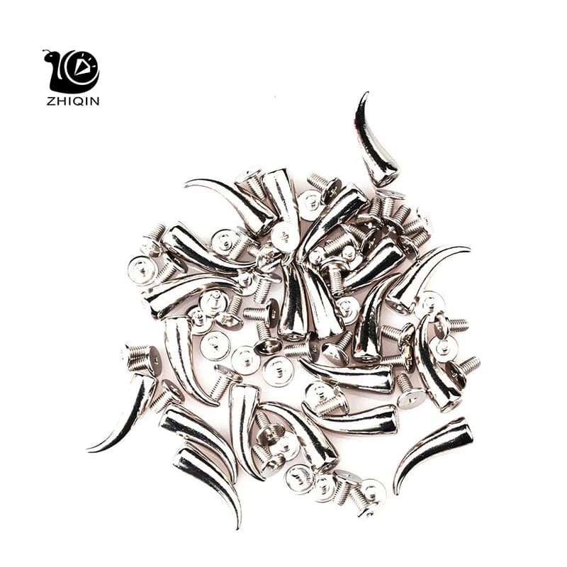 21mm Argento Lavorazione della pelle Rivetto Cat Claw Spots Cono Borchie Spike Screwback Proiettile Borse Cintura Indumento Bracciale Pet Collare Borchie