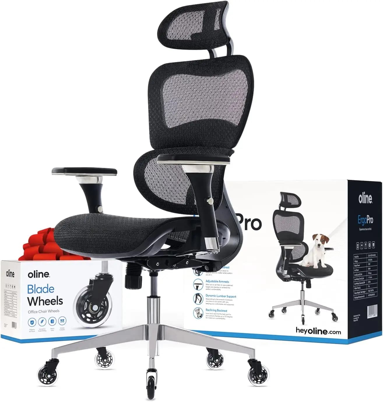 Sedia da Ufficio Girevole con Braccioli Regolabili 4D, Supporto Lombare 3D, Sedia Ergonomica in Rete per Gaming e Ufficio