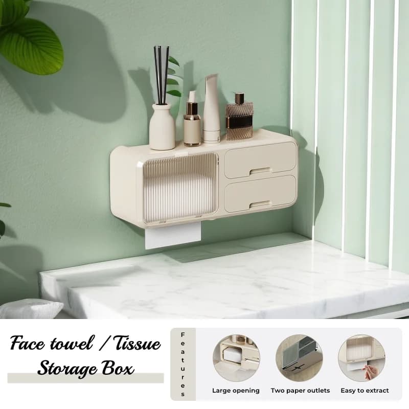 Supporto per carta igienica a parete senza trapano impermeabile antipolvere cucina bagno organizzatore scatola portaoggetti per fazzoletti porta asciugamani di carta