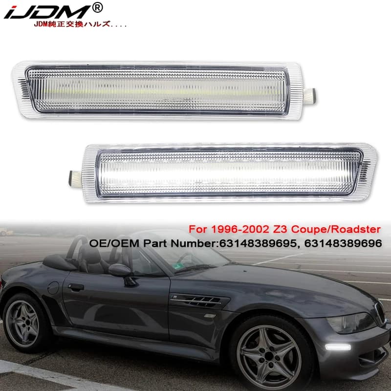 IJDM For BMW Z3 M Roadster Coupe 1997-2002 Convertible 1996-2002 White front LED side position lights Auto Fender Flare Lamps