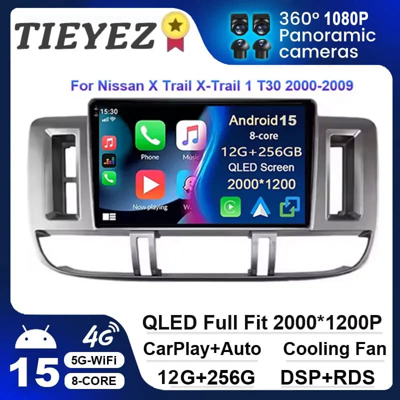 Android 15 Car Player Stereo for Nissan X-Trail T30 2000-2004 Multimedia GPS Navigation Radio QLED BT Carplay