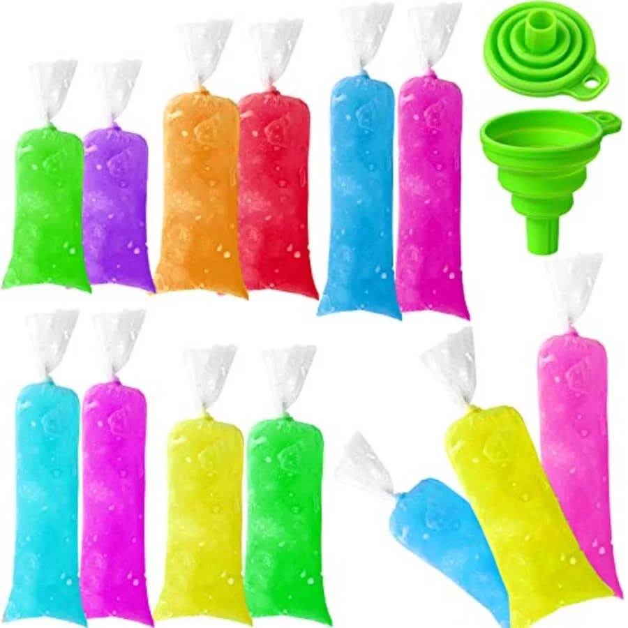 Sacchetti per ghiaccioli usa e getta con imbuto in silicone, 3 misure, sacchetti fai da te per caramelle e yogurt, 2x12 pollici, 3x