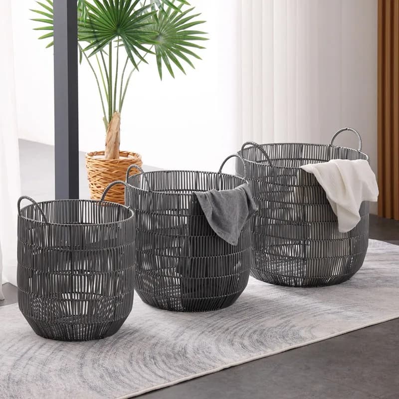 Clothes Storage Laundry Hamper Woven Plastic Mesh Small Laundry Hamper Bathroom Bag Cestas De Almacenamiento Room Accessories