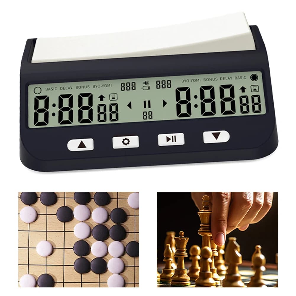 Timer Digitale per Scacchi con Pulsante a Bilanciere Grande, Orologio Multimodale per Giochi, Cronometro per Scacchi Internazionali e Go, Accessori per il Cronometraggio di Giochi da Tavolo