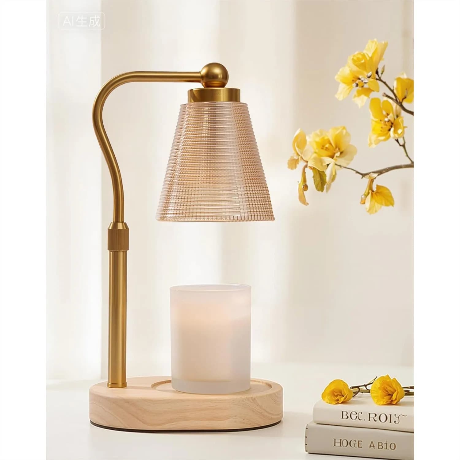 Lampada Scaldacandele con Timer, Dimmer, Altezza Regolabile, 2 Lampadine di Ricambio per Candele in Vaso - Decorativa e Versatile per la Casa