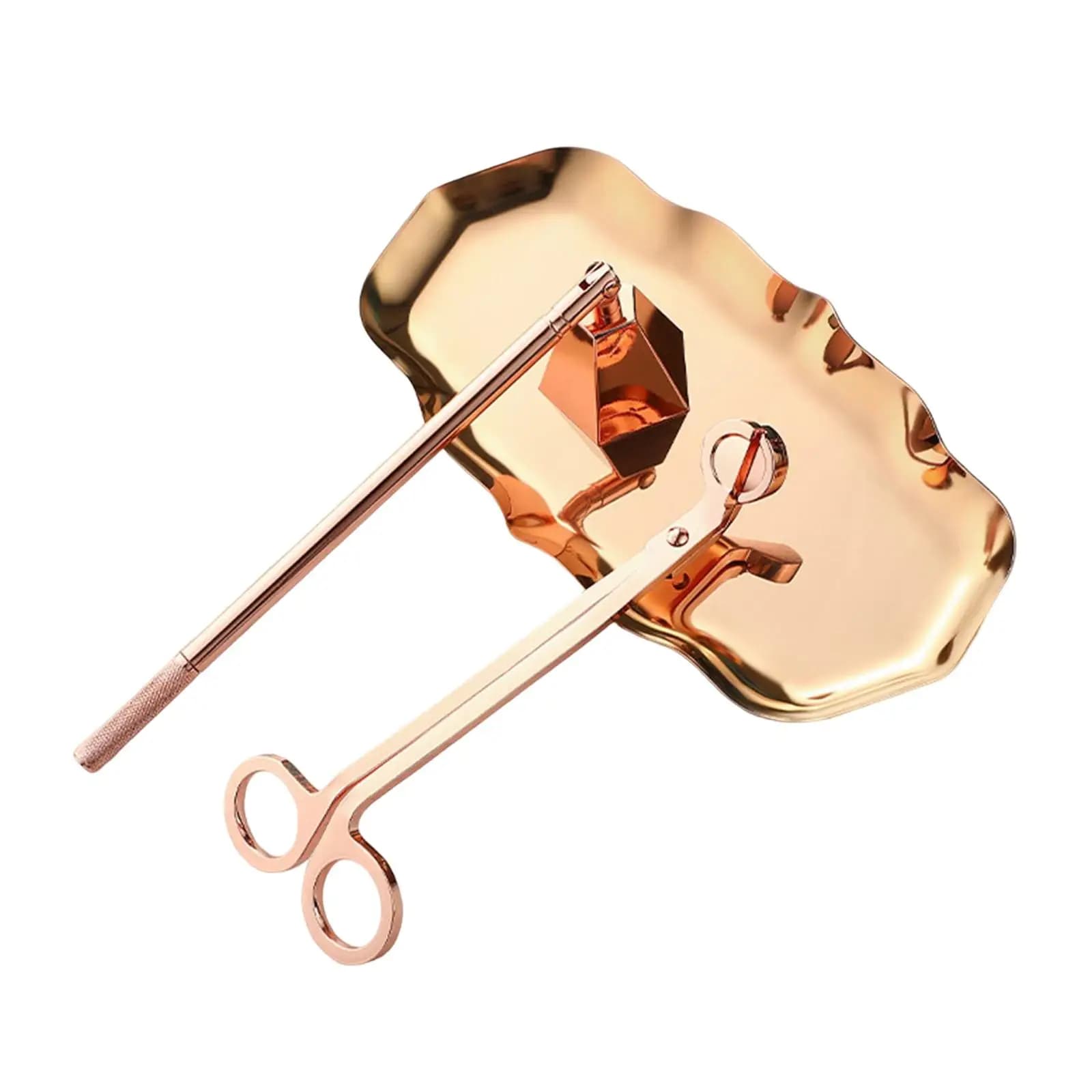 Set di accessori per candele da 3 pezzi, spazzatrice per candele, vassoio per stoppini, R Gold