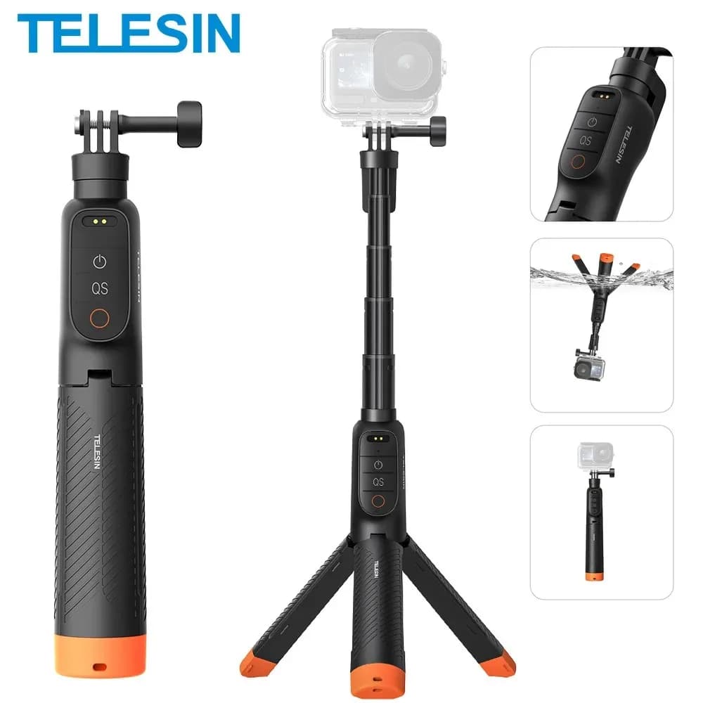 TELESIN Asta Selfie Estensibile Subacquea con Telecomando Wireless e Impugnatura Galleggiante per DJI OSMO Action 6 5pro 4