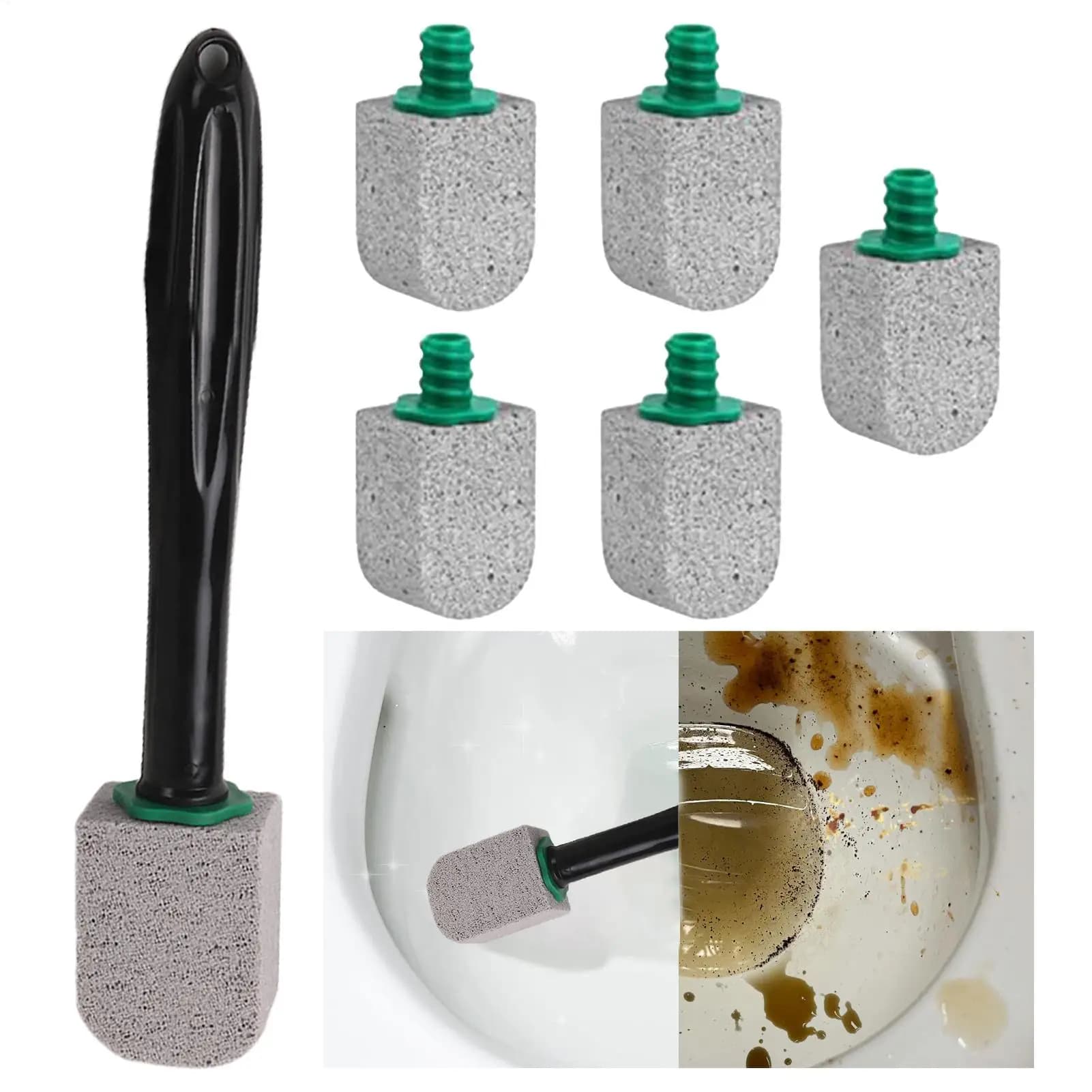 Spazzola per WC con manico lungo e pietre pumice per il bagno, rimuove le macchie di calcare dai lavelli, vasche da bagno, griglie e WC
