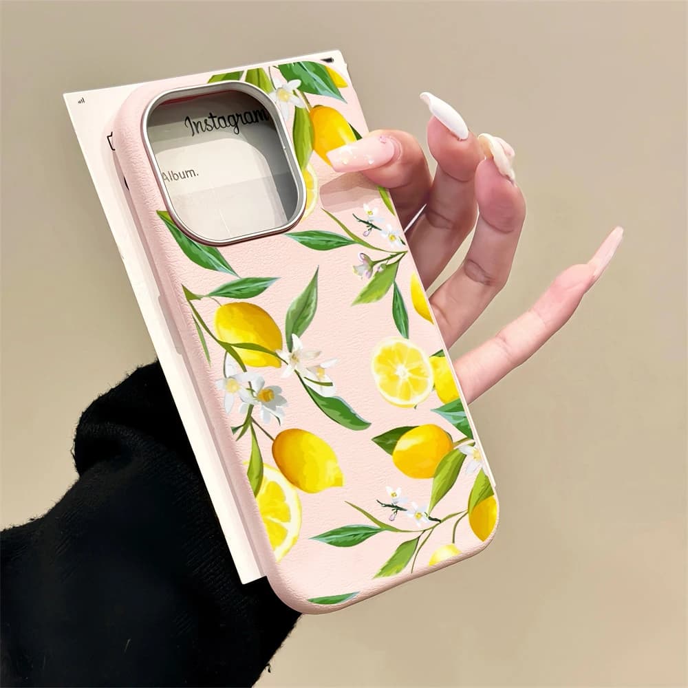 Watercolor Lemon Flower Imitation Phone Case For iPhone 17 14 15 16 11 12 13 Pro Max 17E 16E Air 7 8 14 Plus XR Soft TPU Cover