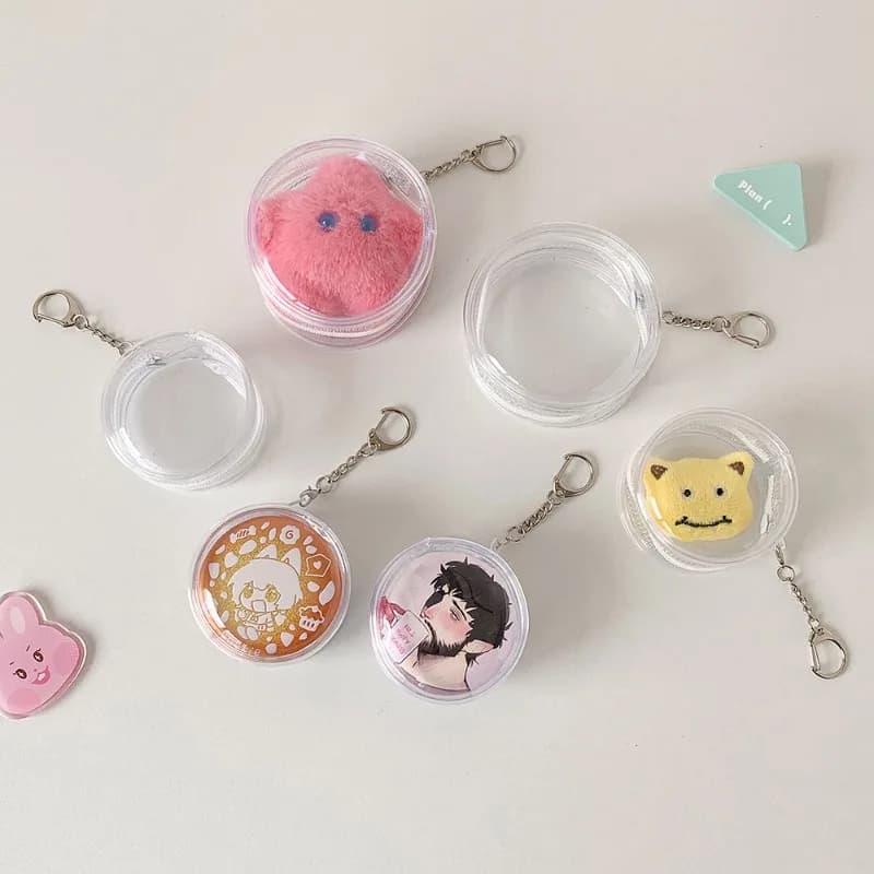 5.8/7.5 centimetri Trasparente Trasparente Distintivo Spille Titolare per I Bambini Della Ragazza Portatile Portachiavi Casual Distintivo Clip di Stoccaggio Borsa Zainetto pendente