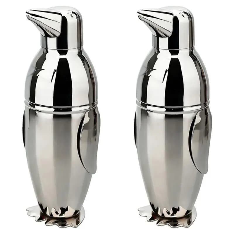 SOFT-Penguin Bartender Shakers 16.9 Oz Cocktail Shaker With Built-In Strainer, Professional Bar Mixology Mixing Tool, Sliver Mix