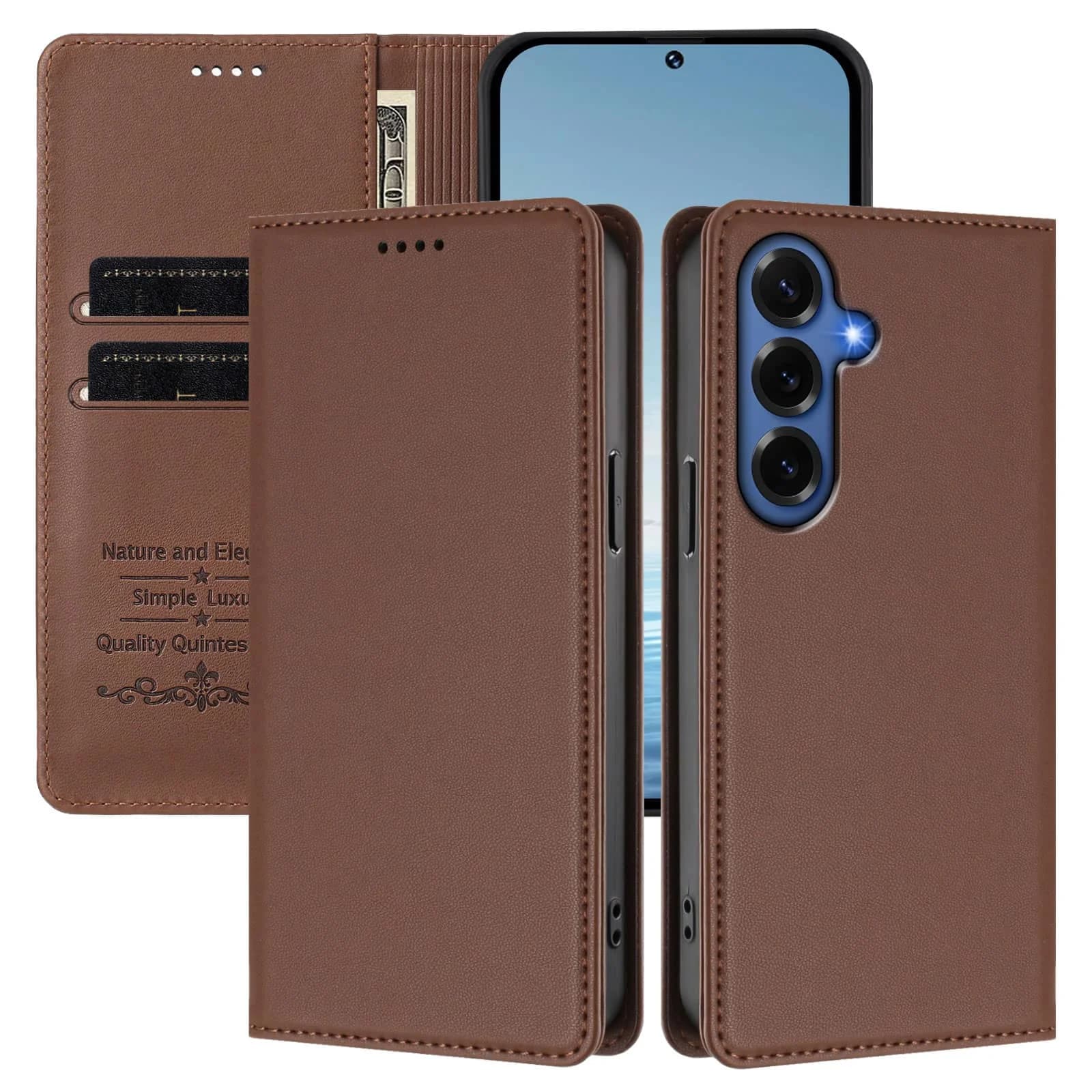 Custodia a Portafoglio Magnetica Sottile WEFOR per Samsung Galaxy S26 S25 Edge S24 S23 Ultra S24 S23 FE, con Slot per Carte RFID, Cover Flip con Funzione Kickstand