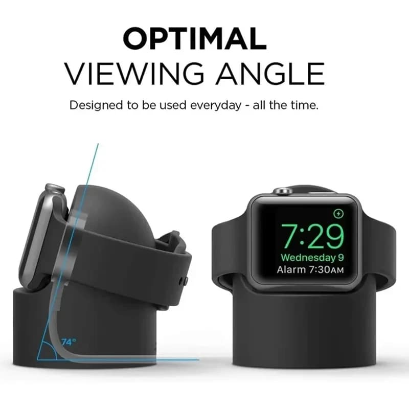 Supporto di ricarica per Apple Watch Serie 9 8 Ultra 7 6 5 SE 4 3 2, stazione di ricarica con base in silicone, supporto per cavo di ricarica iWatch
