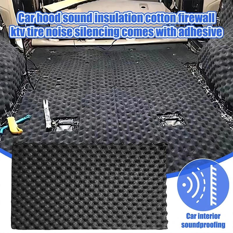 Universal Car Sound Absorption Wave Cotton Self-Adhesive Insulation Mat Acoustic Sponge Auto Vehicle Door Lining Denoise Tool