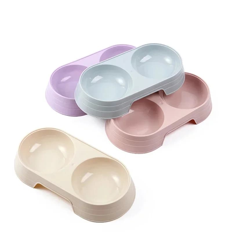 kkjoy Double Plastic Pet Food Bowl, Drinking Tray, Feeder for Kitten and Dog, Cat Feeding Supplies, Pet Accessories dog bowl