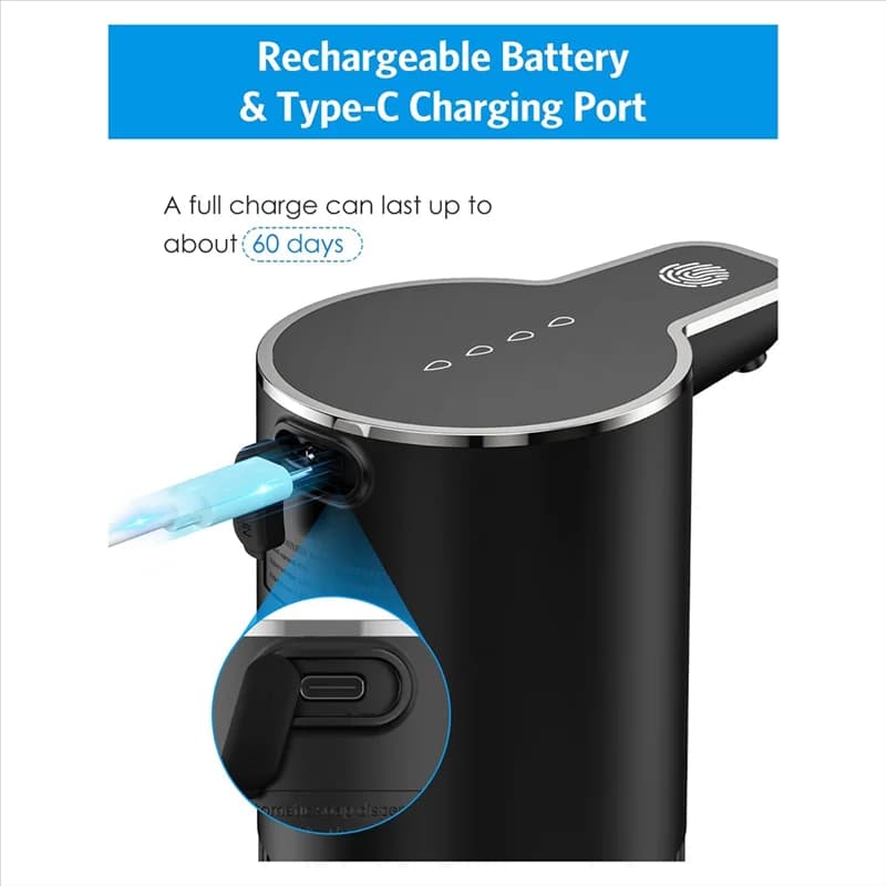 Dispenser automatico di sapone schiumogeno touchless ricaricabile per casa, ufficio