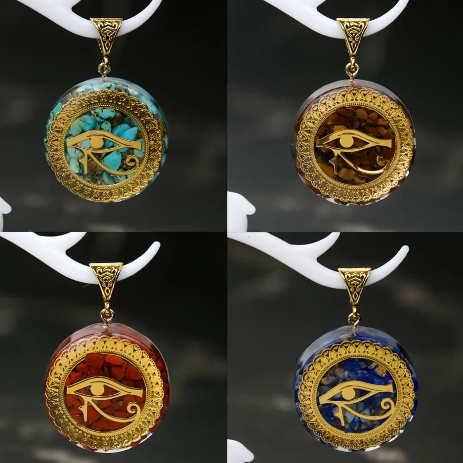 Ciondoli in Resina Naturale Orgonite a Sette Colori, Occhio di Horus, Occhi Onniveggenti, per Collane Fai-da-Te, Pendoli, Amuleti