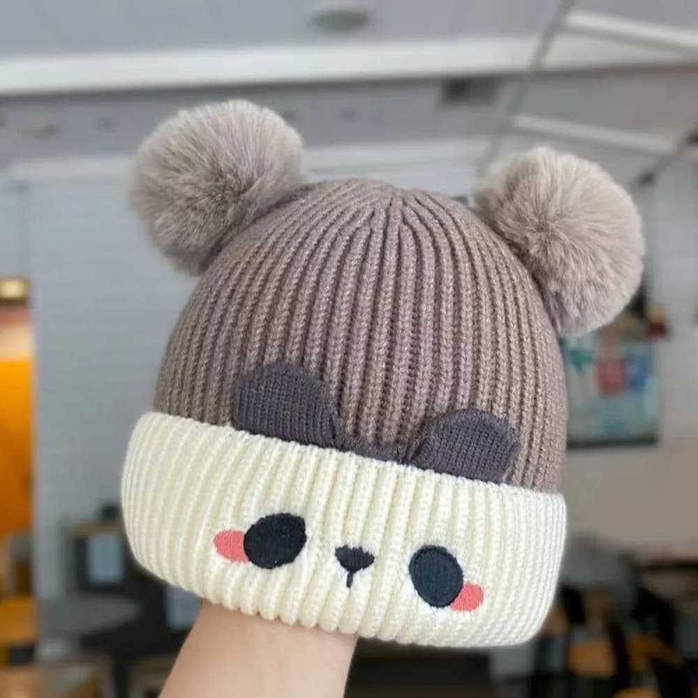 Warm Thickened Knitted Hat Windproof Cold Proof Ear Protection Cap Ball Pom Pom Beanie Winter