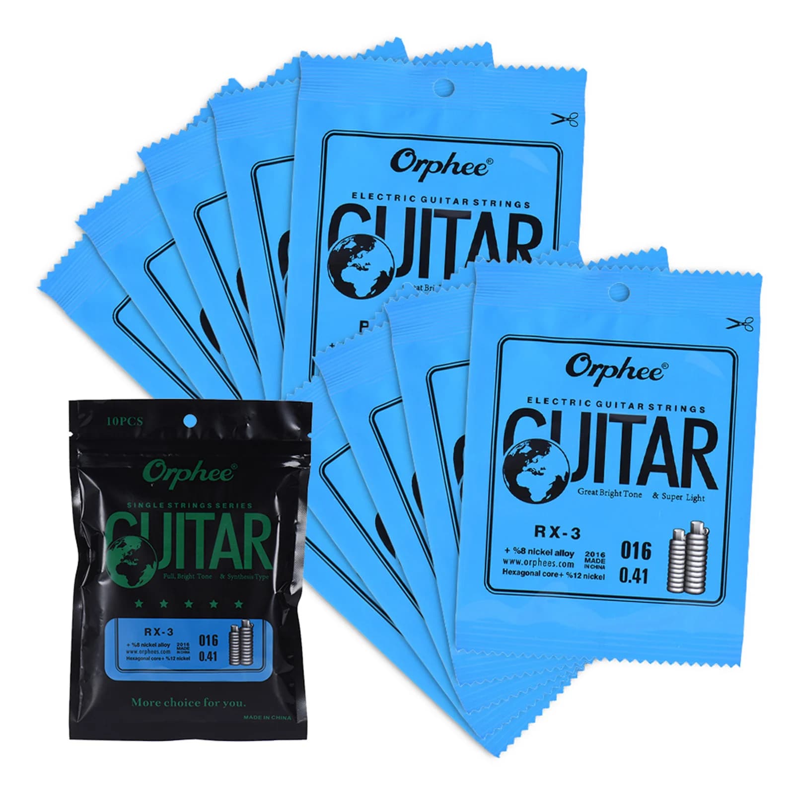 Sostituzione della corda singola Orphee RX-3 per chitarra elettrica 3a perizoma (.016) tensione Super leggera in lega di nichel da 10 pezzi