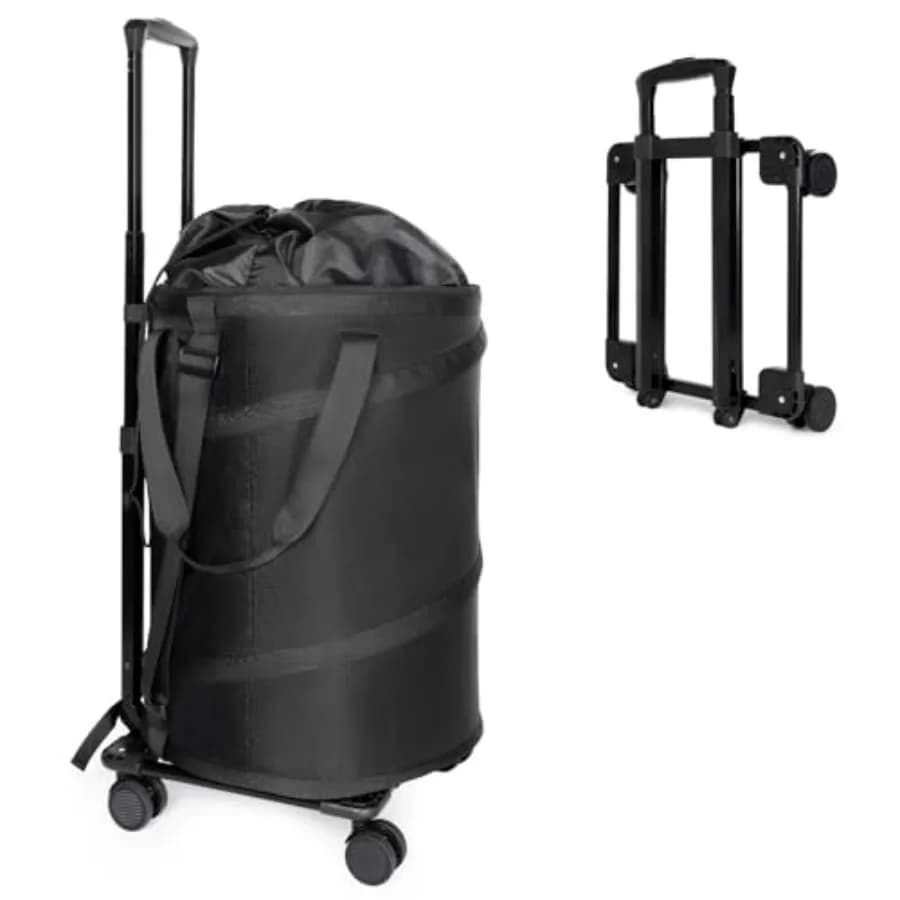 Cesto portabiancheria con ruote, extra large 3 in 1, con carrello pieghevole, borsa pieghevole autoportante con ruote, L