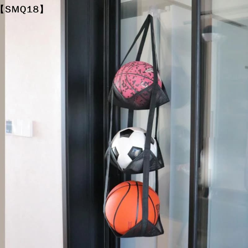 Wall Mounted Ball Storage Hanging Bag Mesh Pockets Organizer For Basketball Soccer Home Garage Sports Equipment Toys Holder【SMQ】
