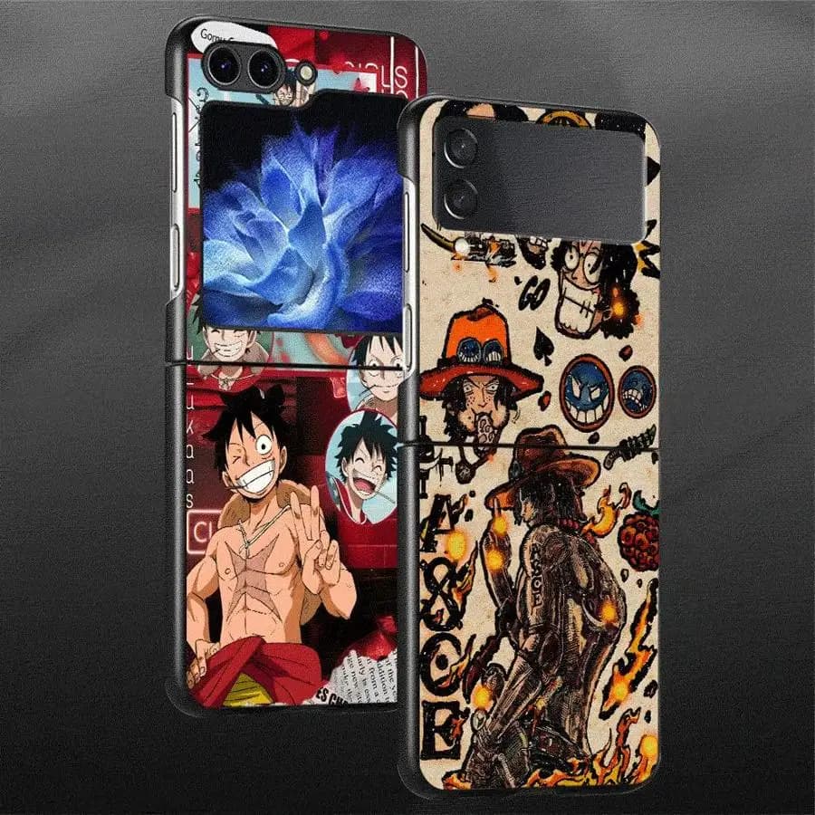 Custodia posteriore per telefono Funda per Samsung Galaxy Flip4 Z Flip 7 6 5 4 3 Flip6 Flip7 FE Flip5 Flip3 One Piece Luffy Logo