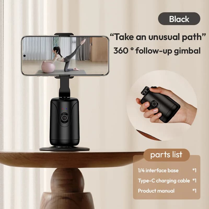 Gimbal Intelligente con Rotazione a 360°, Tracciamento del Viso e Anti-Shake, Asta Selfie Portatile per Telefoni iOS e Android, Supporto per XIAOMI