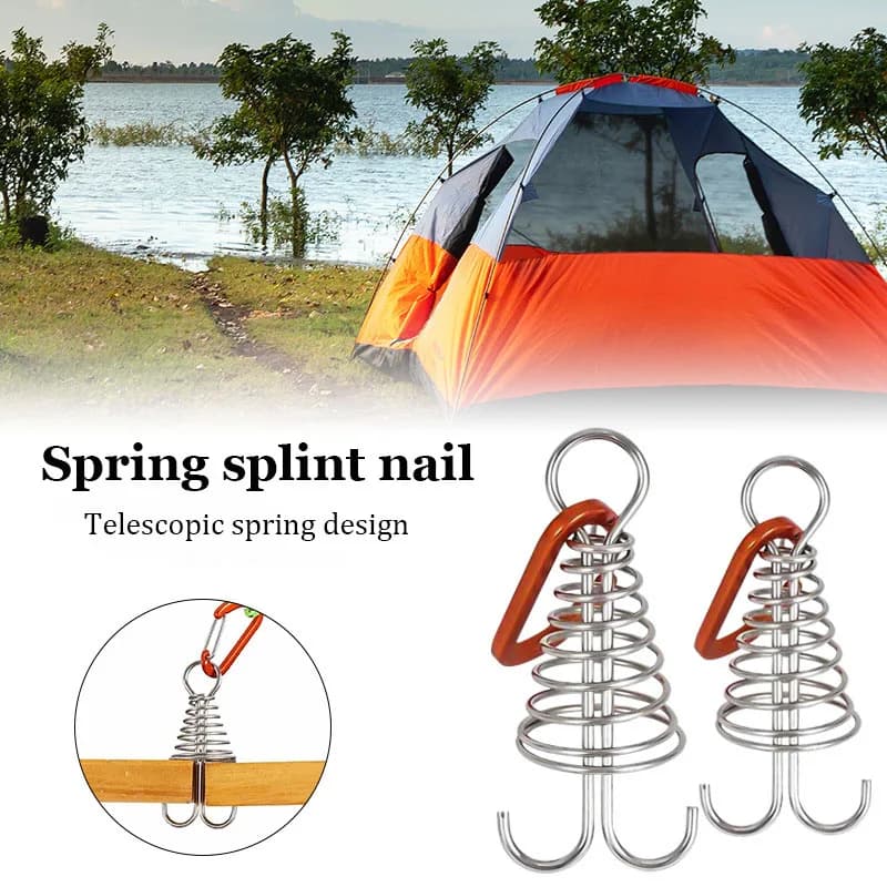4 pcs outdoor camping octopus windproof rope fixing buckle wooden bridge fixing nail with hook for windproof rope for spring tent
