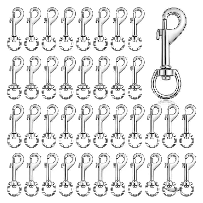 Moschettoni girevoli (50 pezzi), clip metalliche resistenti da 2,7 pollici per guinzaglio per cani, mazzi da bandiera, amache