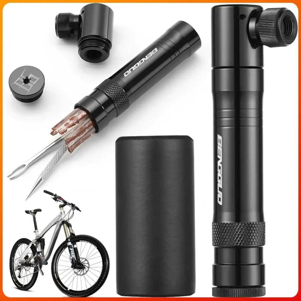 Pompa per Bicicletta CO2 con Strumento di Riparazione Pneumatici Tubeless, Gonfiatore per Pneumatici Bici CO2 con Valvola Schrader, in Lega di Alluminio per MTB e Bici da Strada