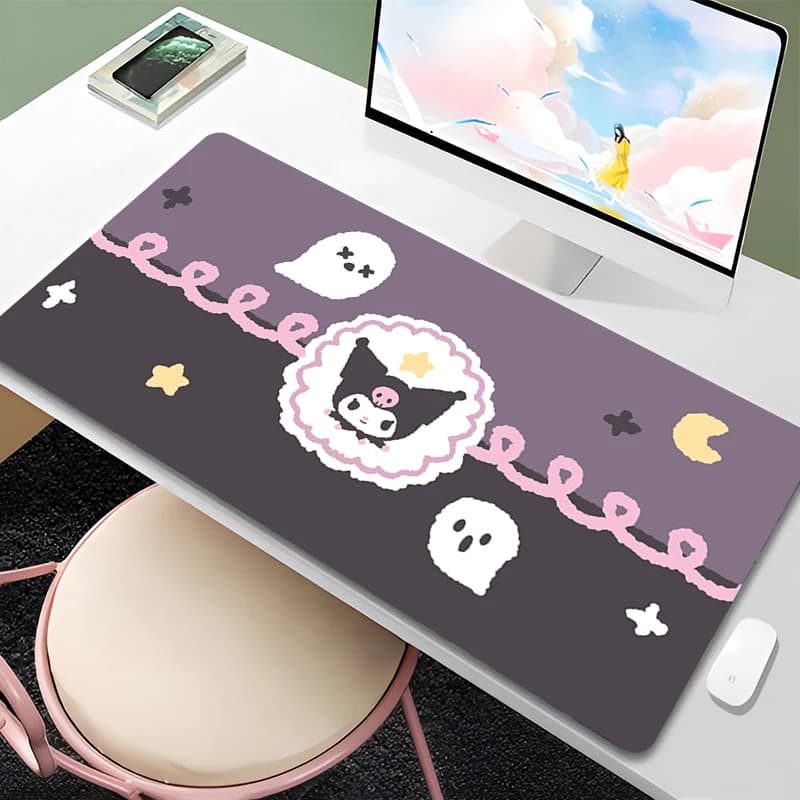 Tappetino per mouse estetico Kuromi, tappetino per scrivania per computer, tappetino per tastiera da gamer, decorazione kawaii per desktop, accessori da gioco, tappetino per mouse, idea regalo perfetta