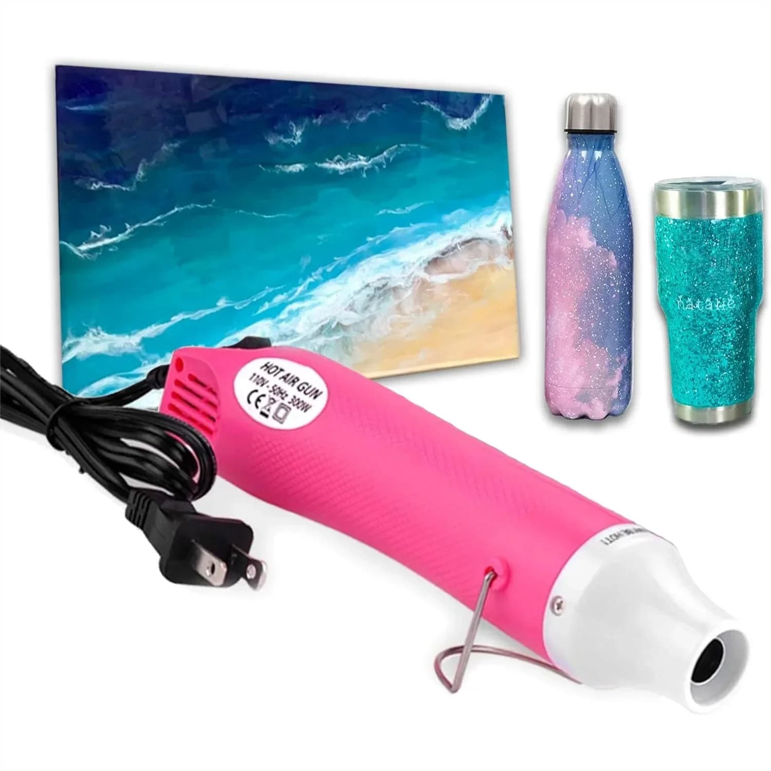Pistola Termica per Rimozione Bolle in Resina Epossidica, Pistola ad Aria Calda Fai-da-Te con Supporto per Glitter Tumblers, Arte Acrilica, Creazione di Gioielli