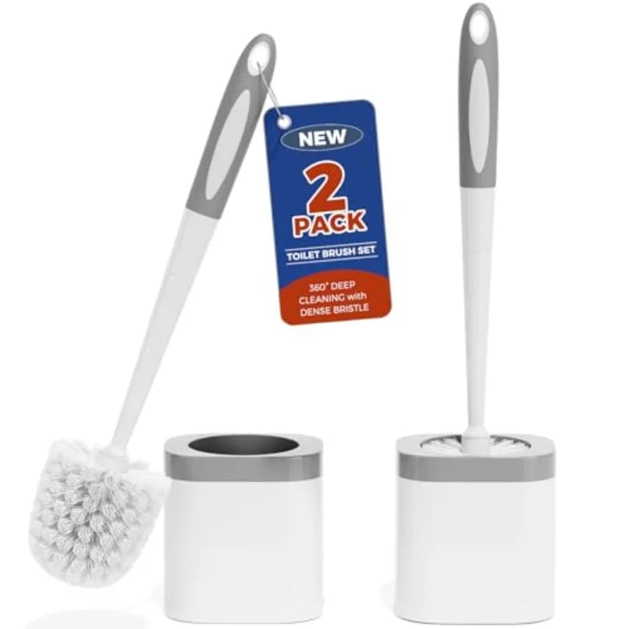Curated Picks Toilet Brush, 2 Pack Toilet Brush and Holder Set Bathroom Accessories, Toilet Bowl Brush and Holder for Bathroom,